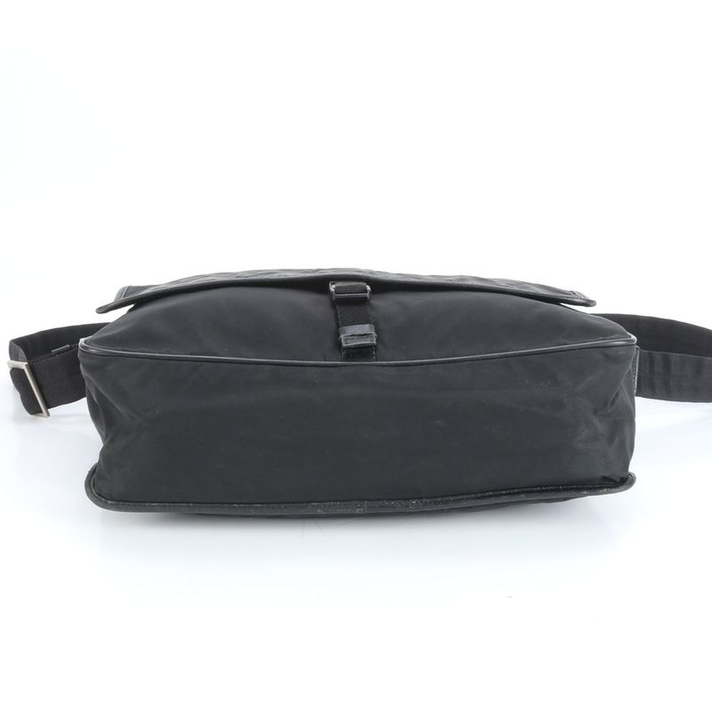 Prada Tessuto Nylon Leather Shoulder Bag Crossbody Messenger Commuter Black A4