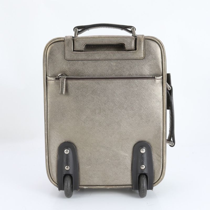 Prada Saffiano Leather Triangle Logo Suitcase Carry Case Bag Business Trip