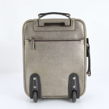 Prada Saffiano Leather Triangle Logo Suitcase Carry Case Bag Business Trip