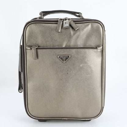 Prada Saffiano Leather Triangle Logo Suitcase Carry Case Bag Business Trip