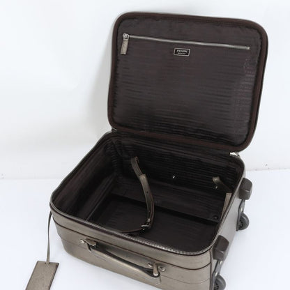 Prada Saffiano Leather Triangle Logo Suitcase Carry Case Bag Business Trip