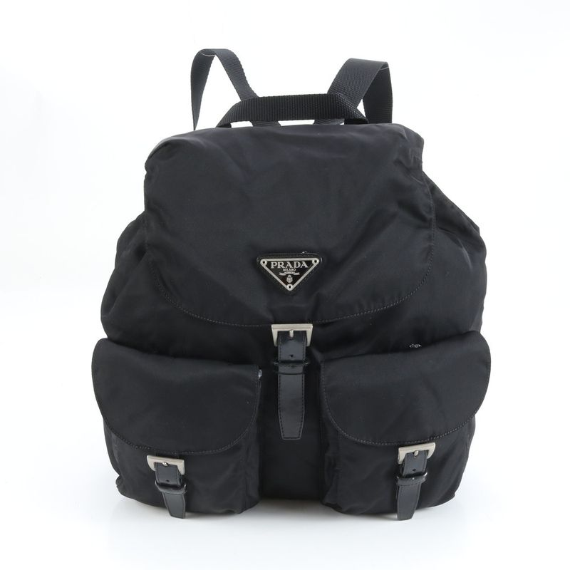 Prada Tessuto Nylon Triangle Logo Leather X Nylon Backpack Sac Backpack Bag