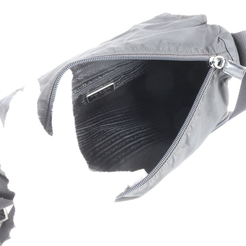 Prada Tessuto Nylon Triangle Logo Leather Shoulder Bag Crossbody Messenger