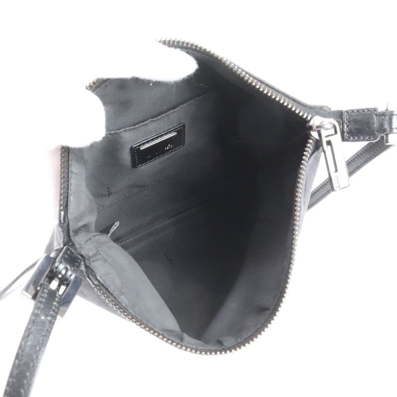 Fendi Zucchino 8bt047 Leather Shoulder Bag Crossbody Black Women ERE Cx28-10