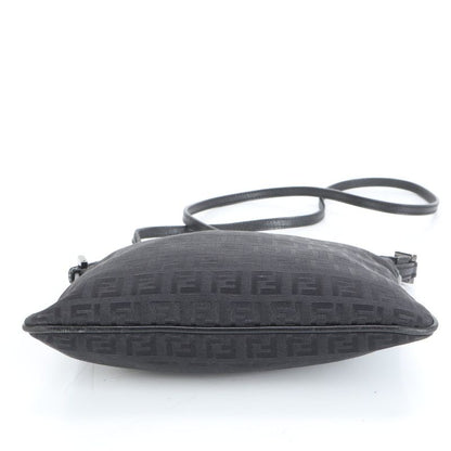 Fendi Zucchino 8bt047 Leather Shoulder Bag Crossbody Black Women ERE Cx28-10
