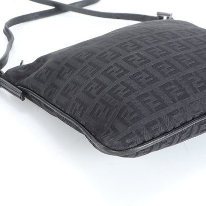 Fendi Zucchino 8bt047 Leather Shoulder Bag Crossbody Black Women ERE Cx28-10