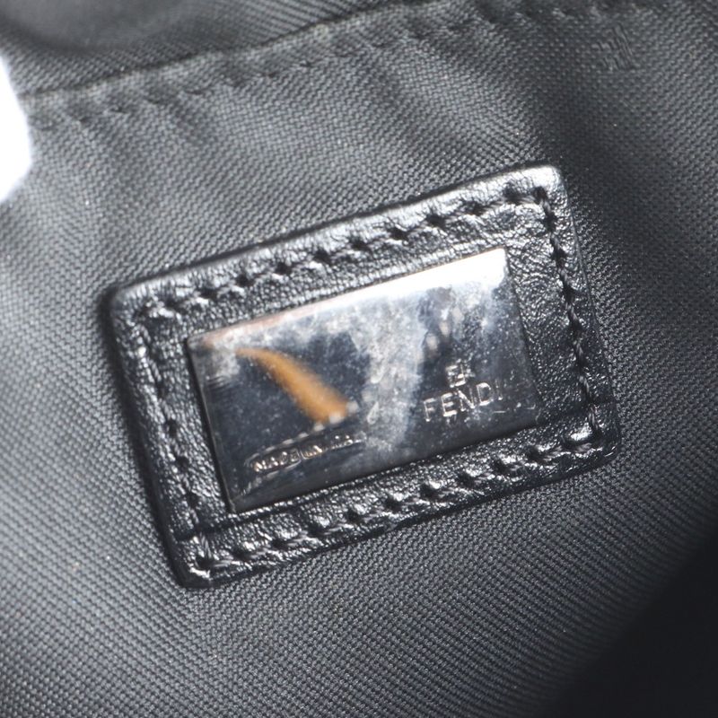 Fendi Zucchino 8bt047 Leather Shoulder Bag Crossbody Black Women ERE Cx28-10