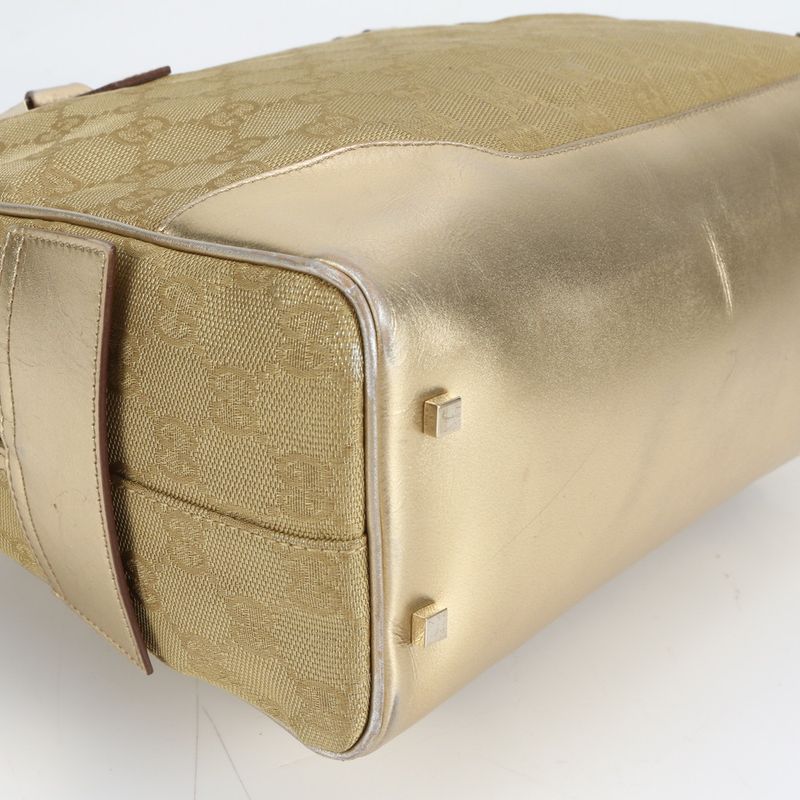 Gucci GG Bow Ring Bag 002-1115 Leather Canvas Handbag Tote Women's ECM Cx43-9