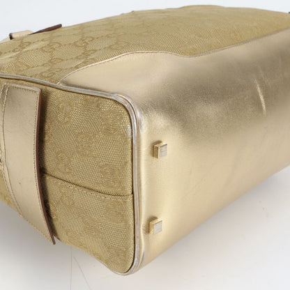 Gucci GG Bow Ring Bag 002-1115 Leather Canvas Handbag Tote Women's ECM Cx43-9