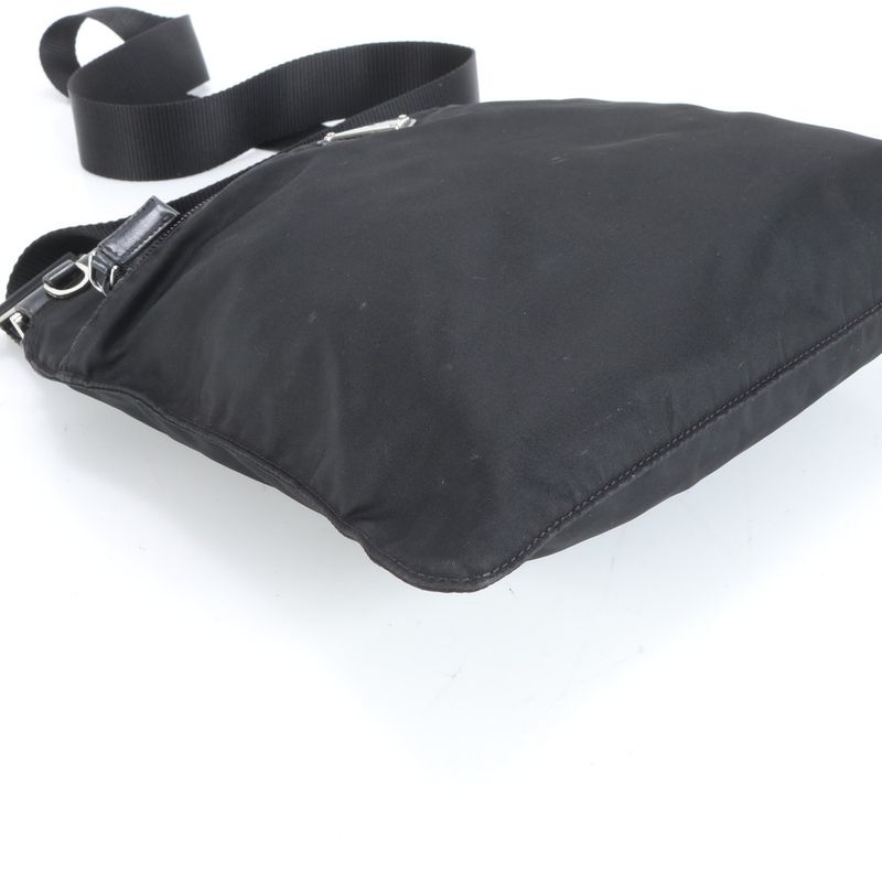 Prada Tessuto Nylon Triangle Logo Leather Shoulder Bag Crossbody Messenger