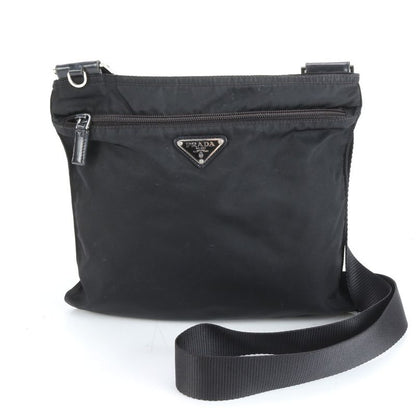 Prada Tessuto Nylon Triangle Logo Leather Shoulder Bag Crossbody Messenger