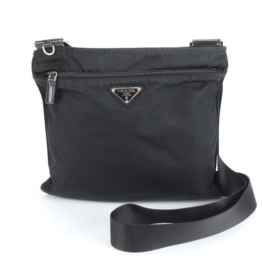 Prada Tessuto Nylon Triangle Logo Leather Shoulder Bag Crossbody Messenger