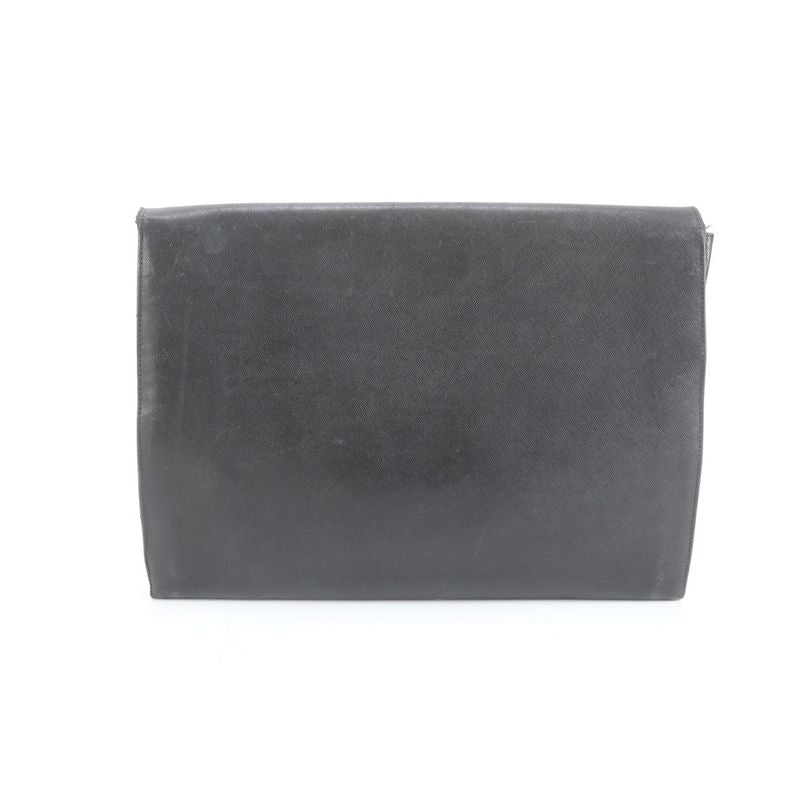 Prada Saffiano Leather Second Bag Clutch Pouch Commuter Business Genuine