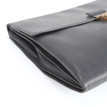 Prada Saffiano Leather Second Bag Clutch Pouch Commuter Business Genuine