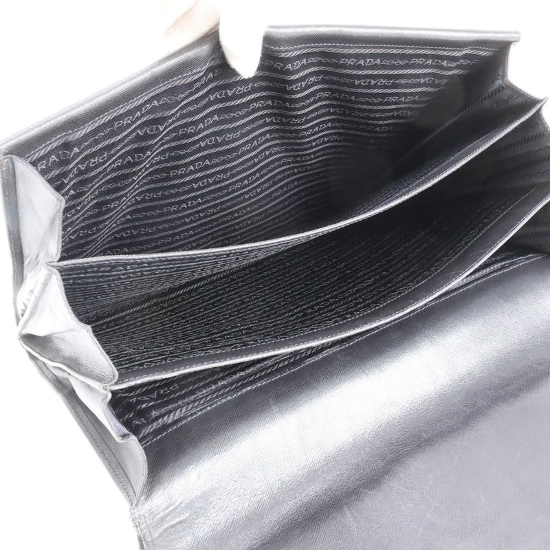 Prada Saffiano Leather Second Bag Clutch Pouch Commuter Business Genuine