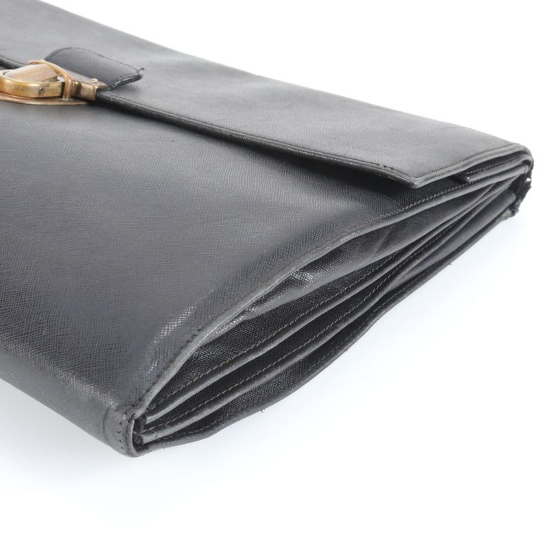 Prada Saffiano Leather Second Bag Clutch Pouch Commuter Business Genuine