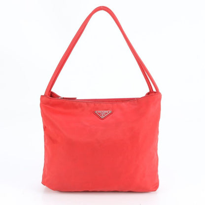 Prada Tessuto Nylon Triangle Logo Red Tote Bag Shoulder Hand Women EEM Cy18-3