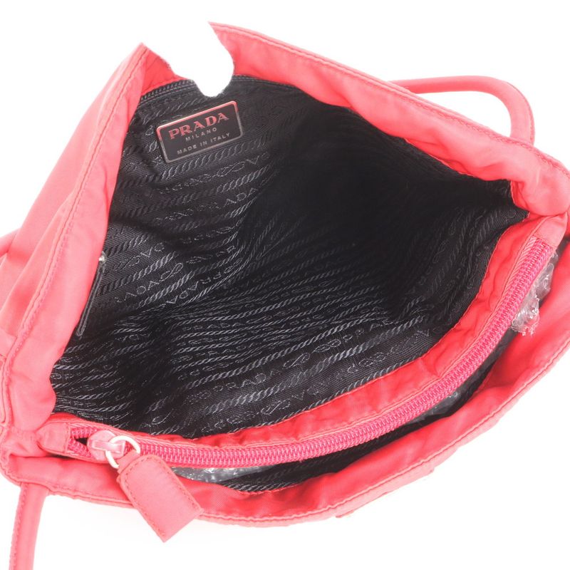 Prada Tessuto Nylon Triangle Logo Red Tote Bag Shoulder Hand Women EEM Cy18-3