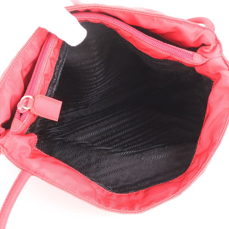 Prada Tessuto Nylon Triangle Logo Red Tote Bag Shoulder Hand Women EEM Cy18-3