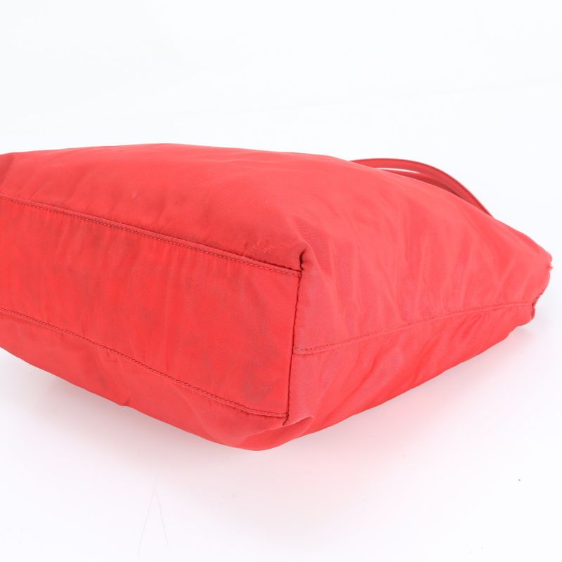 Prada Tessuto Nylon Triangle Logo Red Tote Bag Shoulder Hand Women EEM Cy18-3