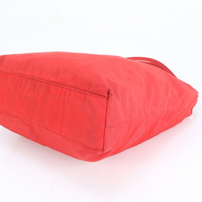 Prada Tessuto Nylon Triangle Logo Red Tote Bag Shoulder Hand Women EEM Cy18-3