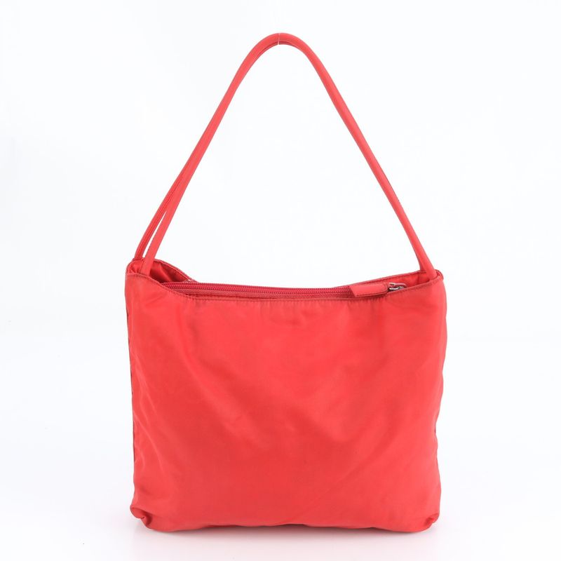 Prada Tessuto Nylon Triangle Logo Red Tote Bag Shoulder Hand Women EEM Cy18-3