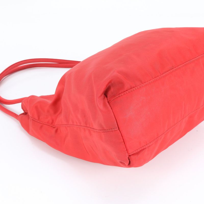 Prada Tessuto Nylon Triangle Logo Red Tote Bag Shoulder Hand Women EEM Cy18-3