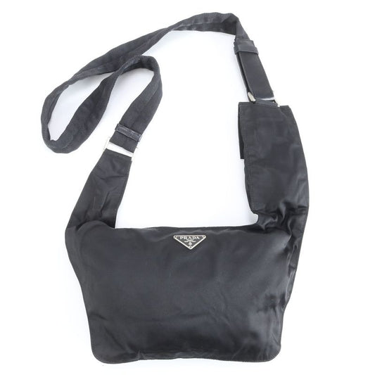 Prada Tessuto Nylon Triangle Logo Leather Shoulder Bag Crossbody Messenger