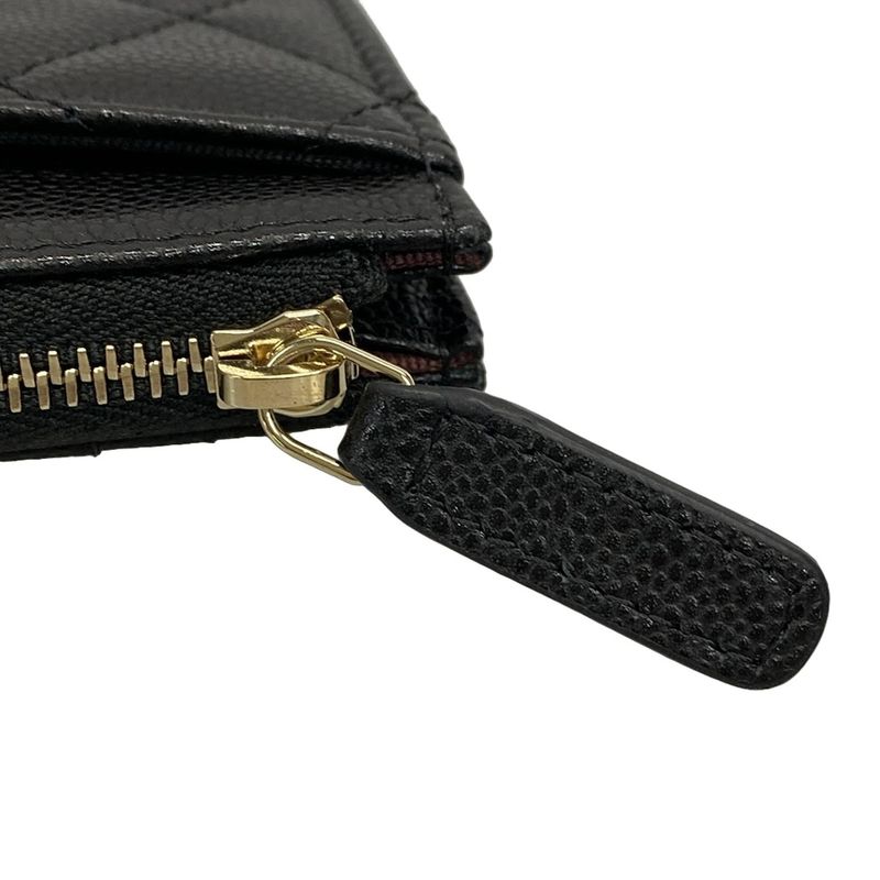 Chanel Coin Case Beautiful Matelasse Black With Silver Hardware / Card Case