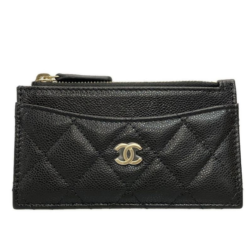 Chanel Coin Case Beautiful Matelasse Black With Silver Hardware / Card Case