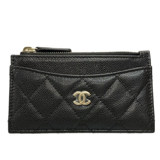 Chanel Coin Case Beautiful Matelasse Black With Silver Hardware / Card Case