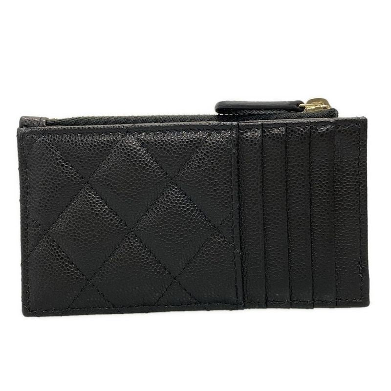 Chanel Coin Case Beautiful Matelasse Black With Silver Hardware / Card Case