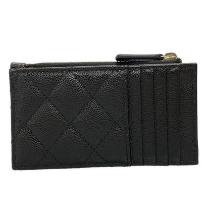 Chanel Coin Case Beautiful Matelasse Black With Silver Hardware / Card Case