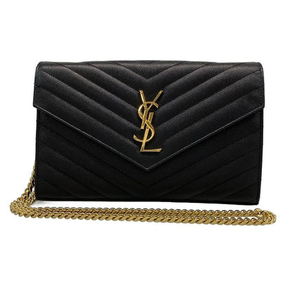 Saint Laurent Paris Wallet Monogram Saint Laurent 377828 Black Chain Shoulder