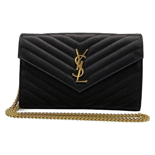 Saint Laurent Paris Wallet Monogram Saint Laurent 377828 Black Chain Shoulder