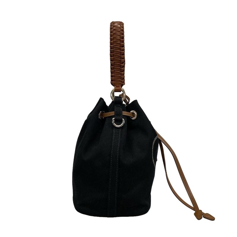 Prada Handbag Canapa 1be032 Black×brown×yellow 2way/drawstring