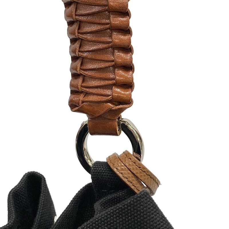 Prada Handbag Canapa 1be032 Black×brown×yellow 2way/drawstring