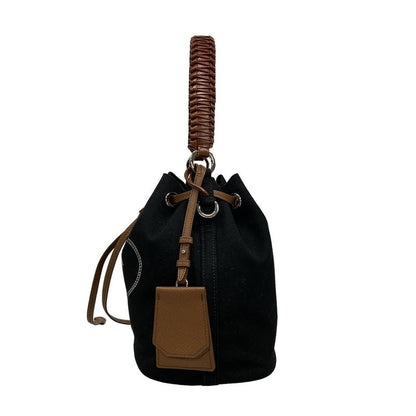 Prada Handbag Canapa 1be032 Black×brown×yellow 2way/drawstring