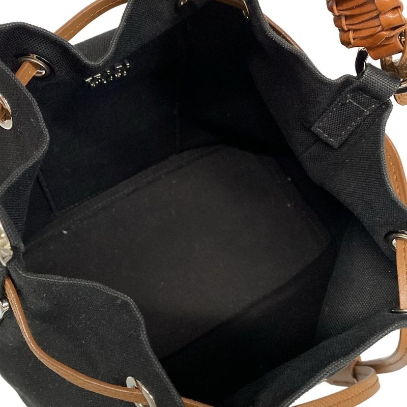 Prada Handbag Canapa 1be032 Black×brown×yellow 2way/drawstring