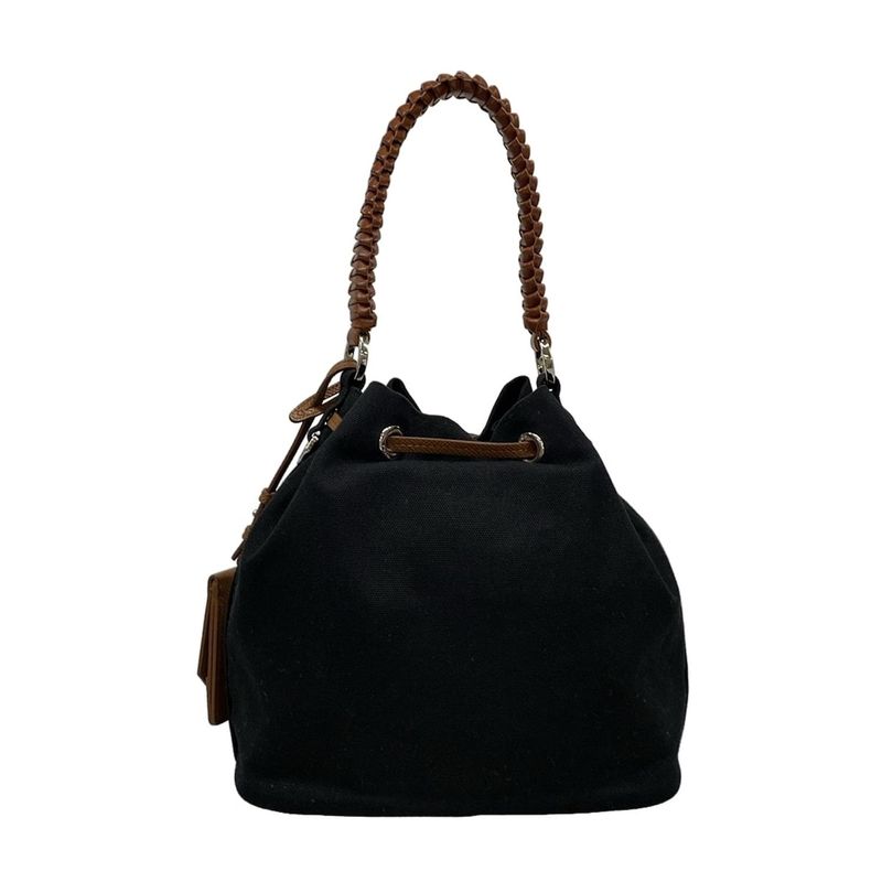 Prada Handbag Canapa 1be032 Black×brown×yellow 2way/drawstring