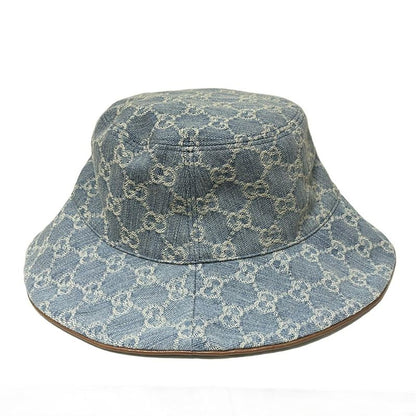 Gucci Hat 58 Beautiful Horsebit 836220 Light Blue And Light Brown GG Pattern /