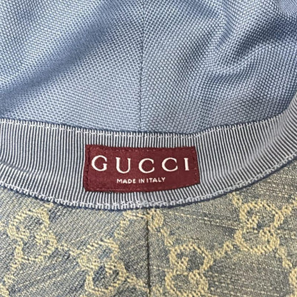 Gucci Hat 58 Beautiful Horsebit 836220 Light Blue And Light Brown GG Pattern /