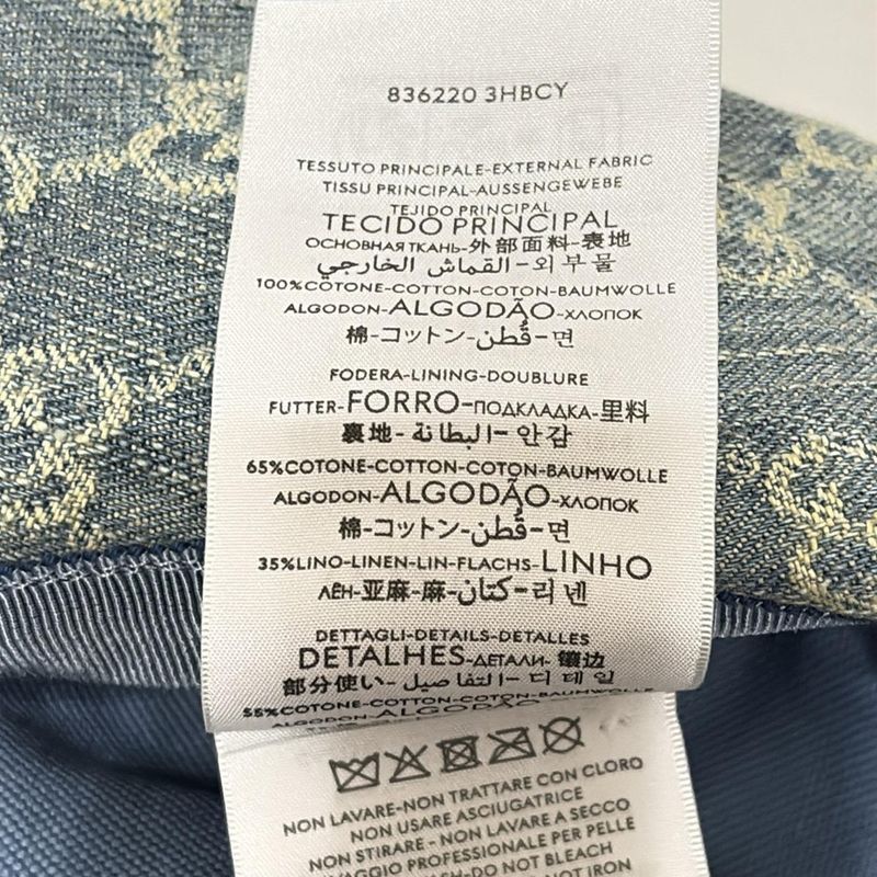 Gucci Hat 58 Beautiful Horsebit 836220 Light Blue And Light Brown GG Pattern /