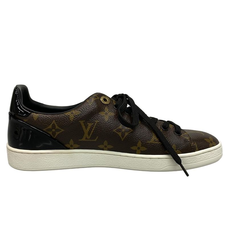 Louis Vuitton Sneakers 37 1/2 Women's Beauty Front Low Line Dark Brown X Light