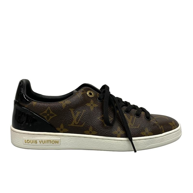 Louis Vuitton Sneakers 37 1/2 Women's Beauty Front Low Line Dark Brown X Light