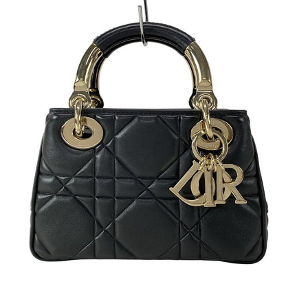 Dior/christian Dior Handbag Canage Lady 95.22 Black And Gold 2WAY Leather