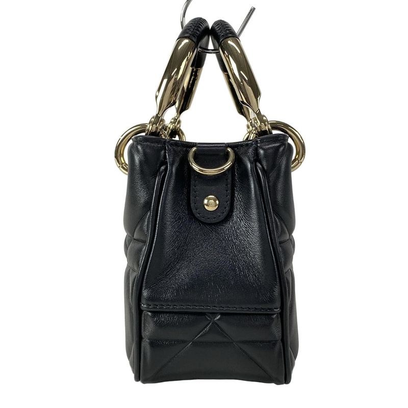 Dior/christian Dior Handbag Canage Lady 95.22 Black And Gold 2WAY Leather