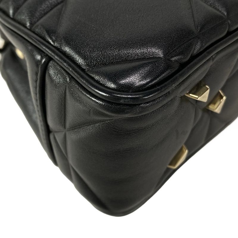 Dior/christian Dior Handbag Canage Lady 95.22 Black And Gold 2WAY Leather