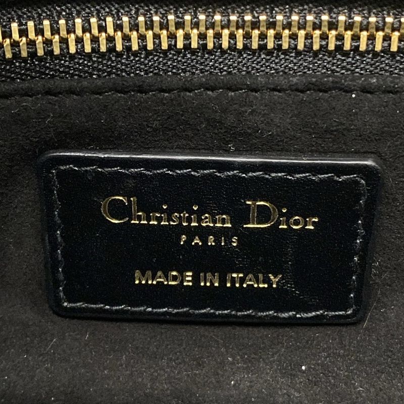 Dior/christian Dior Handbag Canage Lady 95.22 Black And Gold 2WAY Leather
