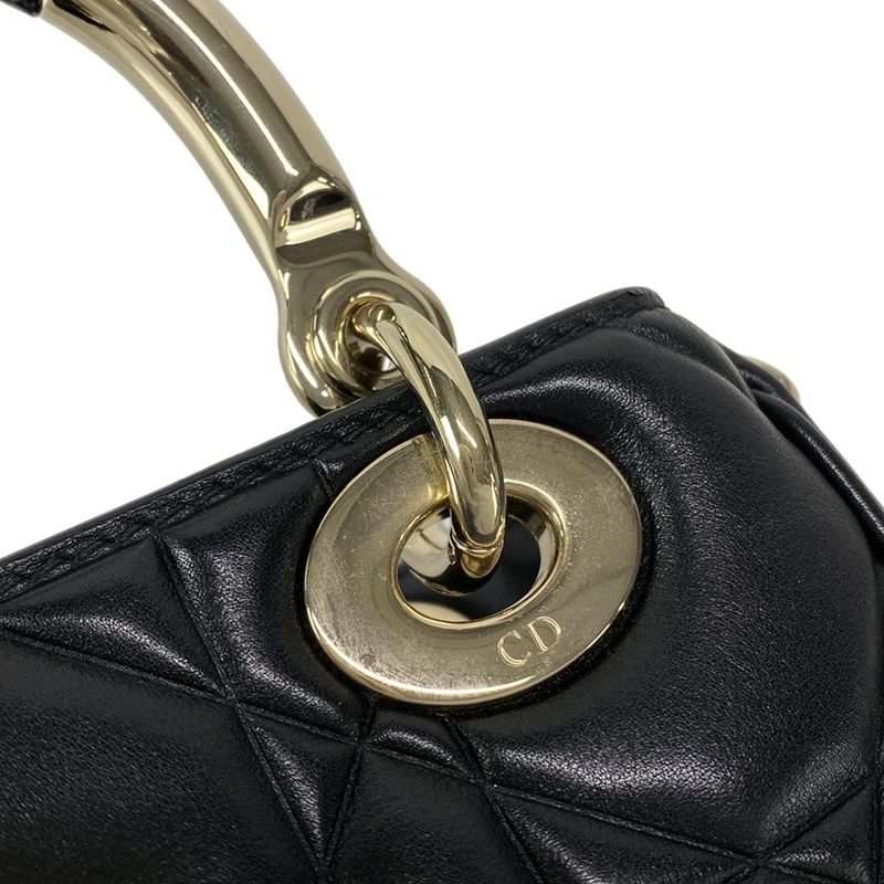 Dior/christian Dior Handbag Canage Lady 95.22 Black And Gold 2WAY Leather